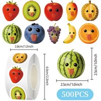 500Pcs Per Roll Abstract Fruit Pattern Stickers Fashion Fresh Fruit Art Decor Decals Golden Memory Stickers Store
