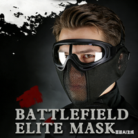 Half Face Airsoft Mask with Goggles Low Carbon Steel Mesh Ear Protection Shooting Mask Set Tactical Mask Hunting Accessories