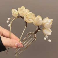 Elegant Vintage Alloy Hairpin Magnolia Design Hair Accessories Hairstyle Enhancer Decorative Headwear Hair Comb B.H