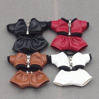 Cool Trendy Solid-Color Leather Jacket Outfit For Labubu Dolls Fits 15cm 17cm 1st/2nd/3rd Gen Perfect For Sitting Party