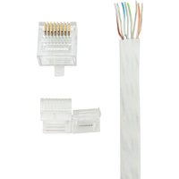 50PCS RJ45 Connector 8P8C Modular Plug Aperture 0.62mm Cat5E Cat6 UTP Short Body Two-piece Flat Cable Network Connector