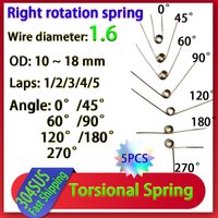 5Pcs Wire Diameter 1.6mm Right Rotation Torsion Spring 304 Stainless Steel Torsion Spring Number of Turns 1/2/3/4/5 Turns