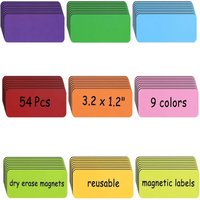 54pcs Magnetic Dry Erase Label Card Name Plate Tags Reusable Stickers School Office For Whiteboards Refrigerator Color Stickers
