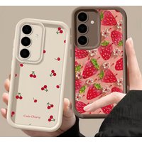 Red Strawberry Cherry Case For Samsung Galaxy A03 A04 A04E A31 A51 A71 A22 A50 A30 A12 A73 A23 A21S M23 M54 M15 M34 M16 M36 M31