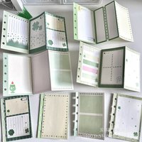 8Pcs Japanese Retro Four-leaf Clover 3-Folding Inner Pages for M5 Loose-leaf Notebook Binder Scrapbook Journal DIY Decor Paper