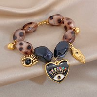 Greatera Leopard Print Irregular-shaped Acrylic Oil-dripping Eye Pendant Bracelet Creative Unique Exaggerate Women's Bangle INS
