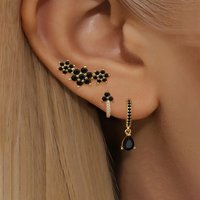 Vintage Stainless Steel Water Drop Hanging Earrings Set for Women 18K Gold Plated Sweet Flower Dangle Earring Statement Jewelry