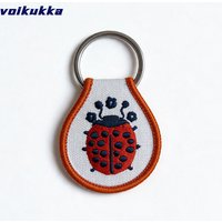 1Pc/2Pcs/3Pcs Set Sale Circular Tag Insect Both Sides Embroidery Keychain Motorcycle Key For Men Women