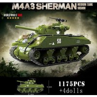 WW2 Military American M3A1 Stuart M4A3 Sherman Medium Tank Building Blocks Army Weapons KV-1 Heavy Tanks City Bricks Kids Toys