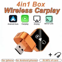 2026 Upgrade 4-In-1 Wireless Carplay Adapter Mini Compact Plug Play Dual Band WiFi BT Compatible With Apple Android Auto