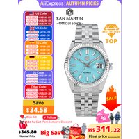 San Martin – montre habillée pour hommes, 36.5mm, marque de luxe, automatique, mécanique, mode Couples, saphir, étanche 100m, BGW9