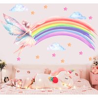 Fairy Unicorn Rainbow Wall Stickers for Children's Rooms Girls Baby Room Bedroom Decoration Nursery Wallpaper Vinyl Butterflies