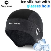 WEST BIKING Ice Silk Cycling Hat Breathable Summer Cool Headgear Lightweight High Elastic Bike Hat With Glasses Holes Bike Hat