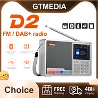 GTMEDIA D2 FM/DAB+RDS Full Band Portable Radio with Multifunction stereo earphone listening Rechargeable Radio TFT color display