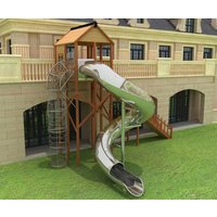 Games Wooden Playhouse Slide Outdoor Wood Playground Fiberglass Spiral Tube Transparent Slide2026