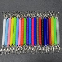3pcs Retractable Coil Spring Keychain Colored Coil, Ring Lobster Buckle SpiralHanging Cord Umbilical CordPrevent Key Lost