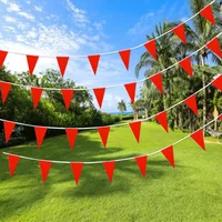 33 Feet Red Blank Pennant Banners Flags String Hanging DIY Triangle Bunting Flags for Grand Opening, Birthday,Party Decorations