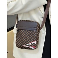 Men's and women's retro casual single-shoulder adjustable strap check-print bag suitable for daily use, crossbody bag