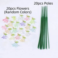 20pcs Sparkling Artificial Lilies of The Valley Flowers Decorative Mini Bellflower Garden Stake DIY Colorful