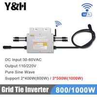 Y&H 800/1KW MPPT Grid Tie Micro Solar Inverter 30-60VDC Solar Panel Input, with WiFi IP65 Output 120V/230V Home Grid Solar Power