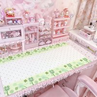 Lovely Flower PU Leather Mouse Pad Strawberry Note Lucky Clover Mouse Pad Office Desk Mat Waterproof Non-Slip PU Desk Mat Pad