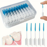 102Pcs Mint Flavored Interdental Flossers,Soft Gel Formaldehyde-Free Dental Cleaning Pick Ergonomic Handle Travel Oral Care Tool
