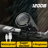 USB Rechargeable Bike Motorcycle Electric Horn Loud 4 Modes Handlebar Alarm Ring Bell Anti-Theft Waterproof Bicycle Access〔CC33〕
