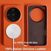 100% Genuine Leather Magnetic Case For OPPO Find X9 Ultra Pro X9Ultra with MagSafe Cowhide Cover Business luxury Protective Case