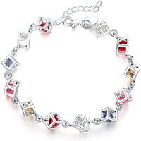 925 Sterling Silver Bracelets Women Lady Wedding Gift Jewelry Fashion Charm Colorful Zircon Crystal Bracelet