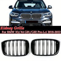 Double Slat M Color Caron Fiber Look Chrome Kidney Grille Glossy Black For BMW G01 X3 G02 X4 Pre-Facelift 2017-2022 M40i image 4