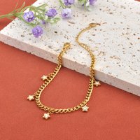 JeeMango Fashion Colorful Zircon Star Charm Bracelet for Women Stainless Steel Chain Luxury Jewelry Accessories Gifts B25237