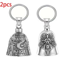 2pcs/Set Angel Wings Motorcycle Lettering Bell Keychains - Good Luck Charms, Vehicle Accessories