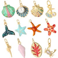 Cute Shell Starfish Pave CZ Charming Jewelry Production Supplies Diy Bracelet Necklace EarringsAccessories