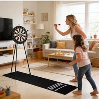 Non-Slip Darts Mat Shock Absorbing Protective Pad 300x34cm Dart Carpet Runner with 4 Throw Distances for Playroom, Living Room