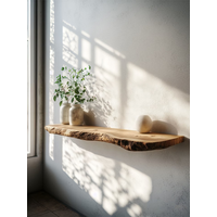 Rustic Wooden Wall Mounted Shelf Invisible Installation Display Rack Artistic Style Customizable Wood Partition for Home
