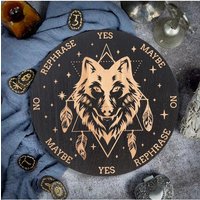Wooden Divination Pendulum Board Mystic Wolf Head Design Fortune Decision Making Telling Toys Witchcrafts Altar Decor Supplies