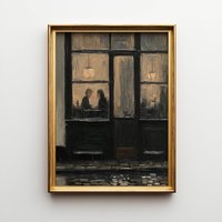 Romantic Café Window Art Canvas Print Picture Vintage Decor Wall Art Printable Poster for Living Room Home Decoration Artwork