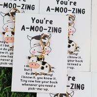 A gift for you/He1/3/6Pieces。2DCute Black and White Cow Animal Series Keychain Set,Belt“Your surprise”Card,Comes with a keychain