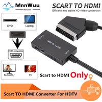MnnWuu SCART to HDMI Converter with Cable 1080P Scart in HDMI Out HD 720P/1080P Switch Video Audio Converter Adapter for HDTV