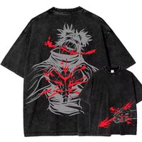 Retro Spell Battle CHOSO Anime Washed T-shirt Four Seasons New Style Unisex Casual T-shirt