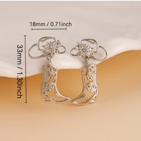 Trendy Hollowed Out Cowboy Boot Pendant Earrings For Women Fashion Personalized Flower Hat Stud Earring Casual Vacation Jewelry