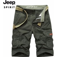 JEEP SPIRIT Men overalls shorts outdoor casual 100% cotton pants loose multi-pocket comfortable breathable five-point pants