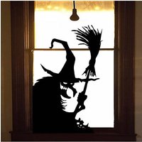 Halloween Scary Witch Ghost Horror Door Window Decoration Sticker Party Supplies Window Decoration Static PVC Wall Stickers