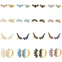 925 Sterling Silver Ear Needle Colorful Crystal Flower/star Stud Earrings for Women Delicacy 12mm round Hoop Earrings Jewelry