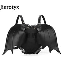JIEROTYX Gothic Bat Wing Women Backpack Bag Black Punk Stylish School Bags for Girl Angel Wings Cute Little Devil Package