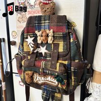lovely fluffy Melard color scheme Backpack Women Gothic Punk Spicy Girl bunny Retro Vintage Bag Large Capacity Commuting Tote