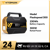 VTOMAN FlashSpeed 300 Tragbare Powerstation 230Wh/70000mAh LiFePO4 Reiner Sinuswellen-Solargenerator, mobile Stromversorgung für Zeltcamping, Reisen, Wohnmobil, Van-Life & Stromausfall zu Hause