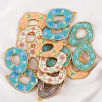 2pcs Stainless Steel Multi-pattern Floral Pendants Natural Landscape Printed Korean-style Charms for DIY Necklace Jewelry Making