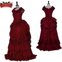 Off Schulter Victorian Treiben Kleider Rot Satin Bürgerkrieg Hochzeit Kleid Southern Belle Ballkleid Vergoldeten Alter Cosplay Kostüm