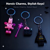 Y2K Handmade Beautiful 3D Fairy Star Pink Black Bat Keychain Heart Building Block Keyring Backpack Pendant Couple Keychain Gifts